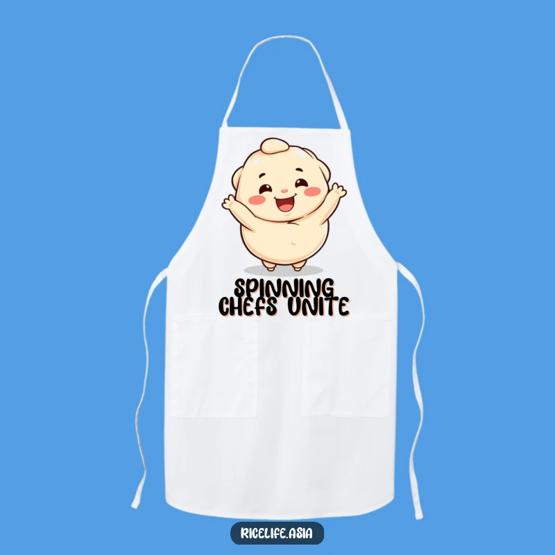Funny Dumpling Spin Apron: Cook with Joy, Happy Character Kitchen Gear