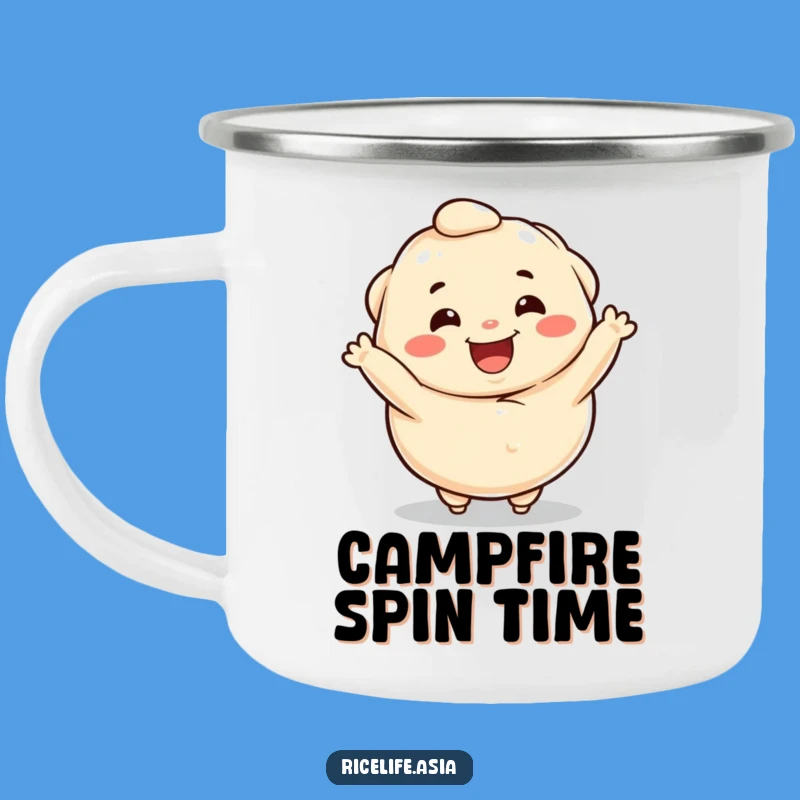 Funny Dumpling Spin Camping Mug: Adventure with a Happy Character