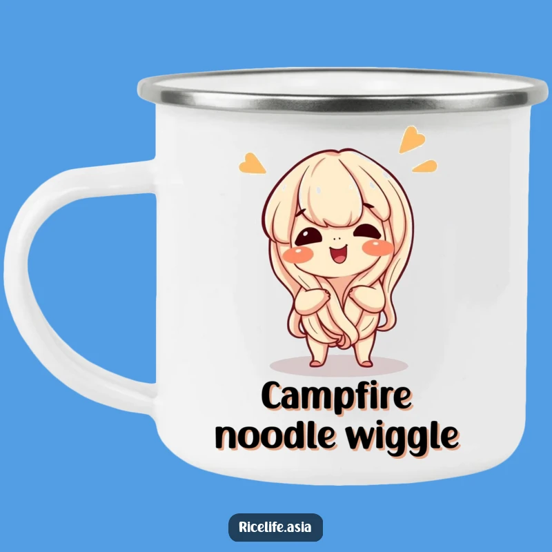 Funny Giggling Noodle Camping Mug: Playful Wiggle Enamel Cup, Adventure Gift