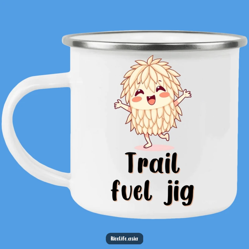 Funny Rice Grain Jig Camping Mug: Adventure with a Dancing Companion