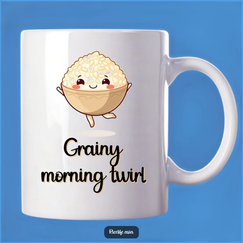 Funny Rice Bowl Pirouette Mug: Delightful Cartoon Character, Perfect Gift
