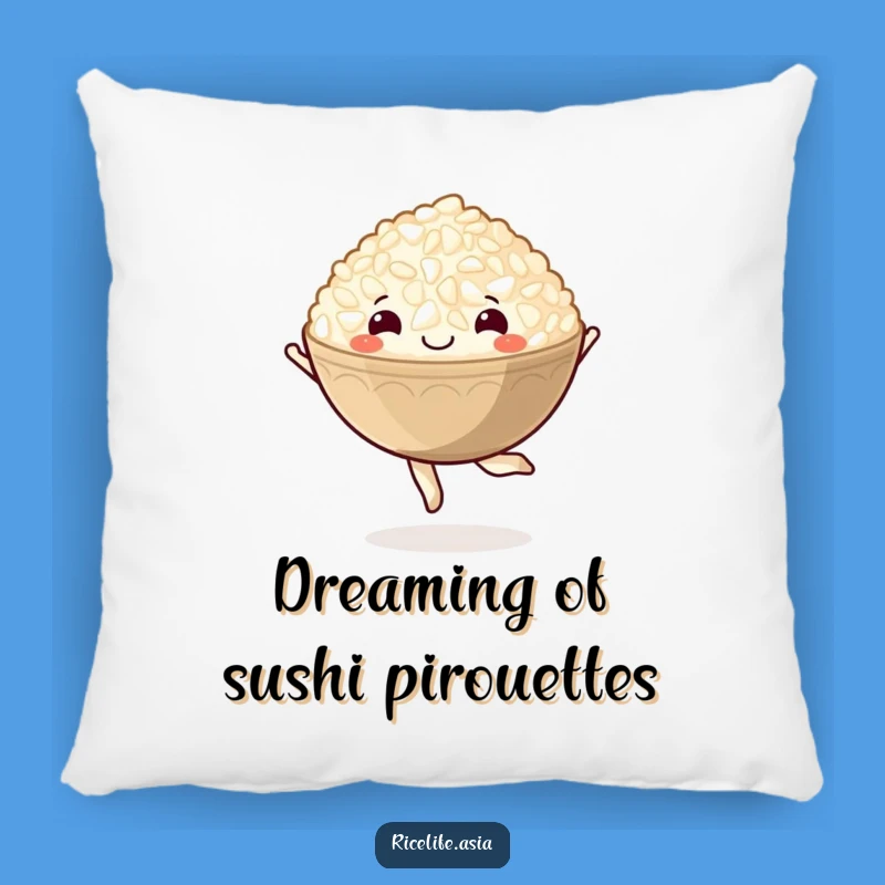Funny Rice Bowl Pirouette Pillow: Cozy Cartoon Cushion, Hilarious Home Accent