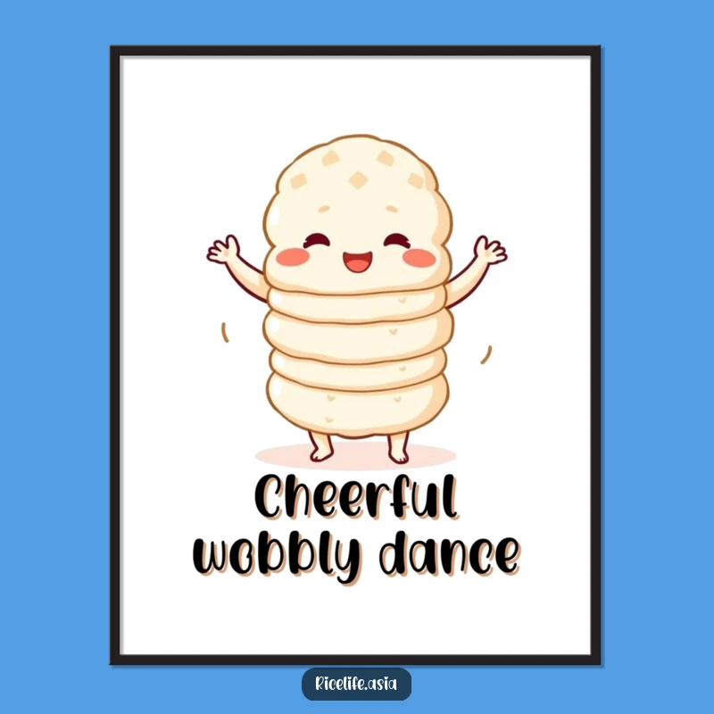 Funny Wobbly Dance Rice Cake Digital Art: Cheerful Wall Decor