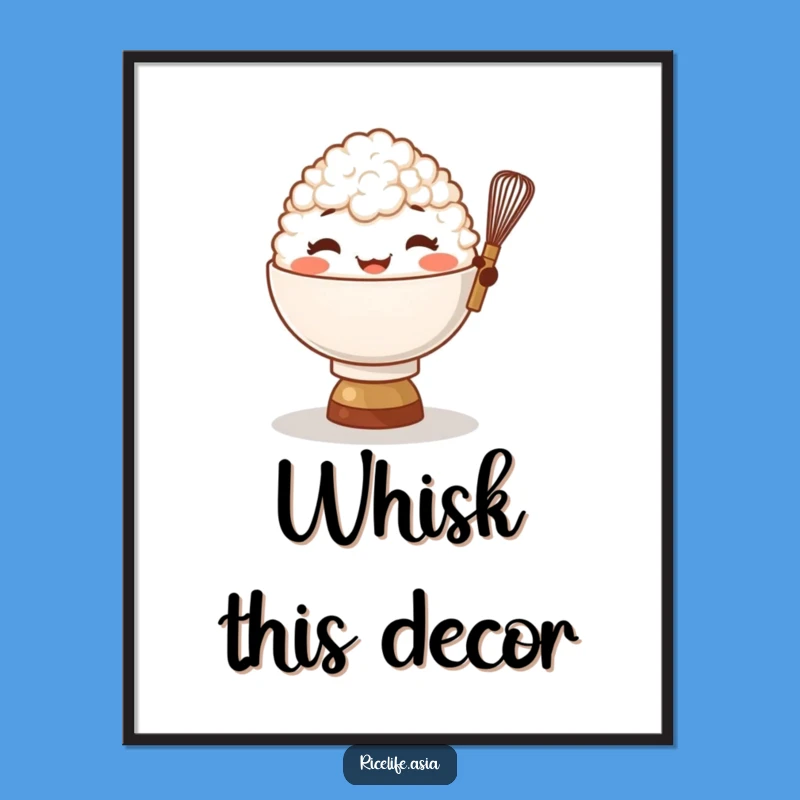 Funny Rice Bowl Whisk Digital Print: Instant Kitchen Joy!