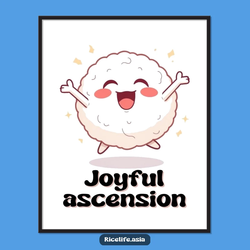 Funny Leaping Rice Ball Digital Print - Instant Joyful Wall Art Download