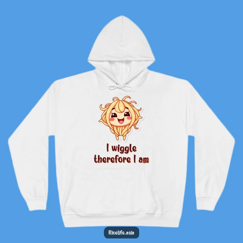 Funny Noodle Wiggle Hoodie: Cozy Up with This Excited Character's Cheer