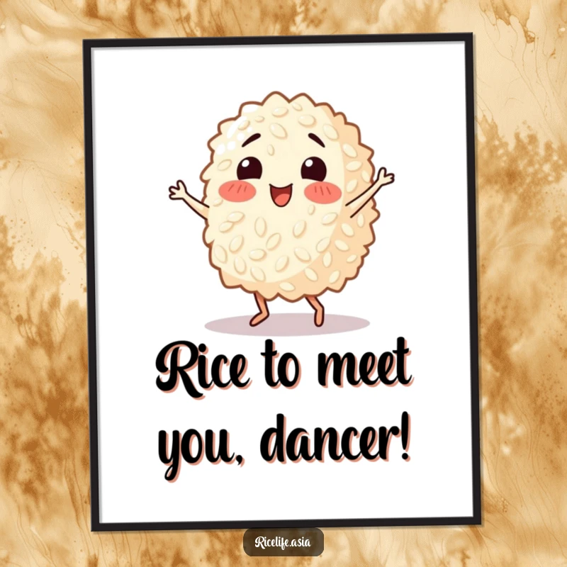 Funny Free Printable Wall Art: Happy grain of rice doing a lively salsa dance, bringing energy.
