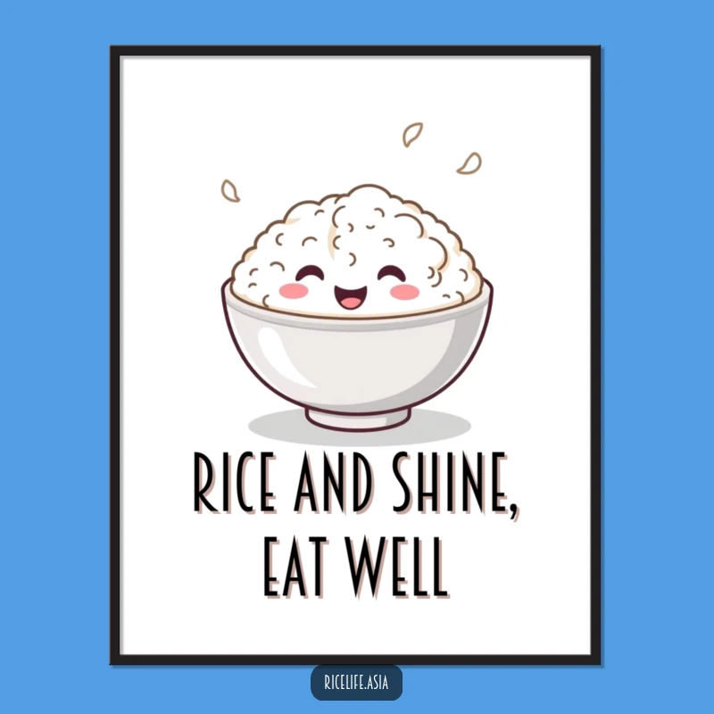 Free Printable Wall Art: Playful Bouncing Rice Bowl, Quirky Downloadable Decor!