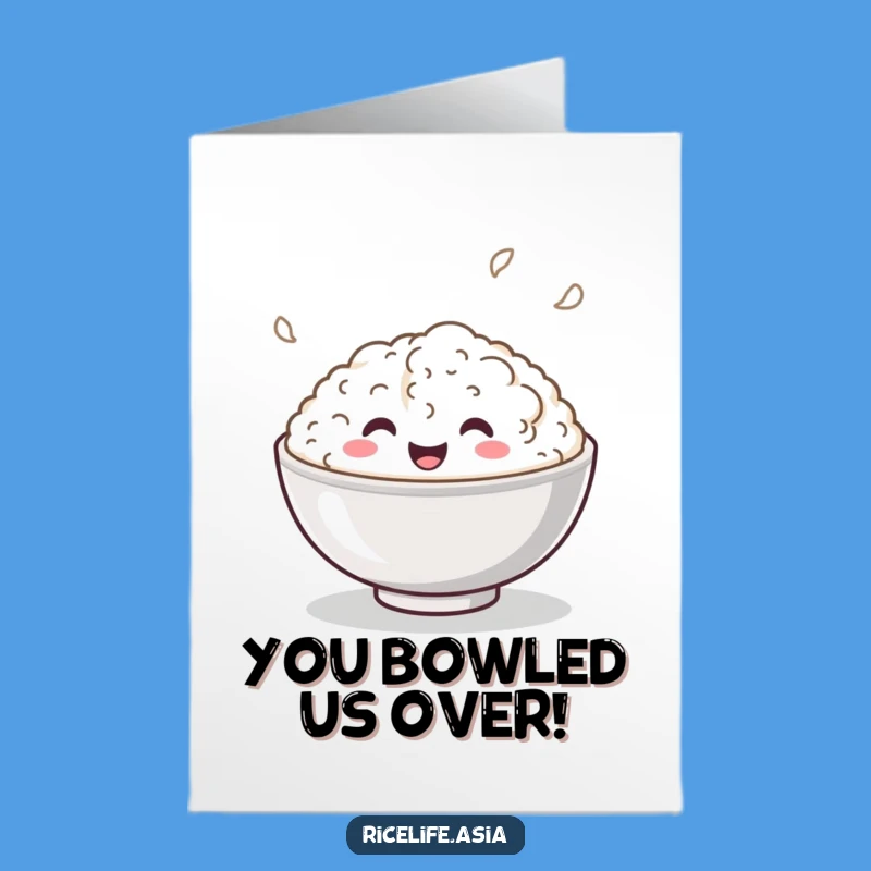 Free Printable Congrats Card: Bouncing Rice Bowl, Celebrate Success with Humor!