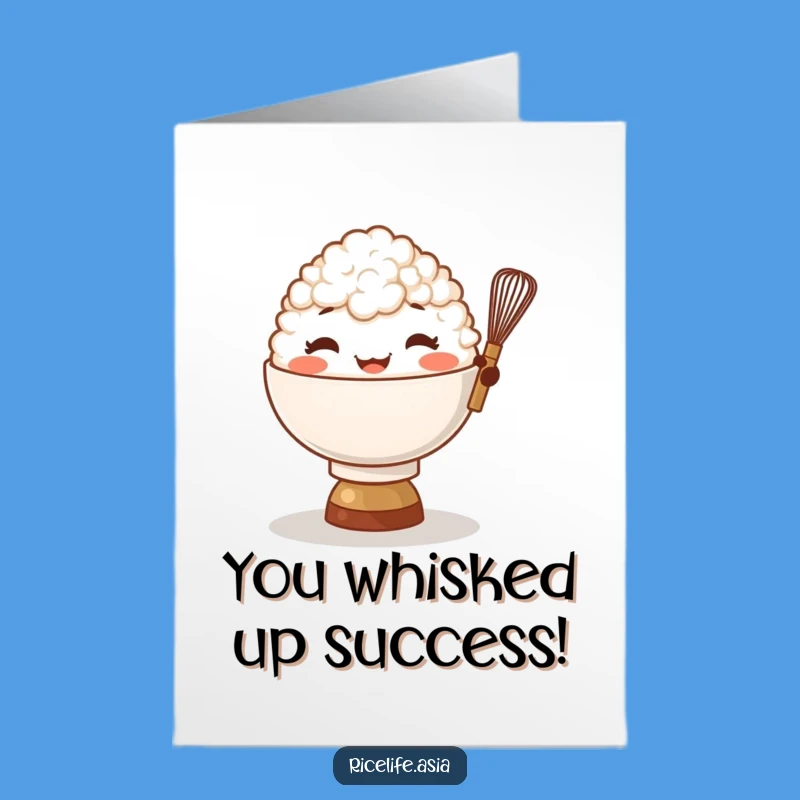 Free Printable Rice Bowl Congrats Card: Funny Whisk Balance