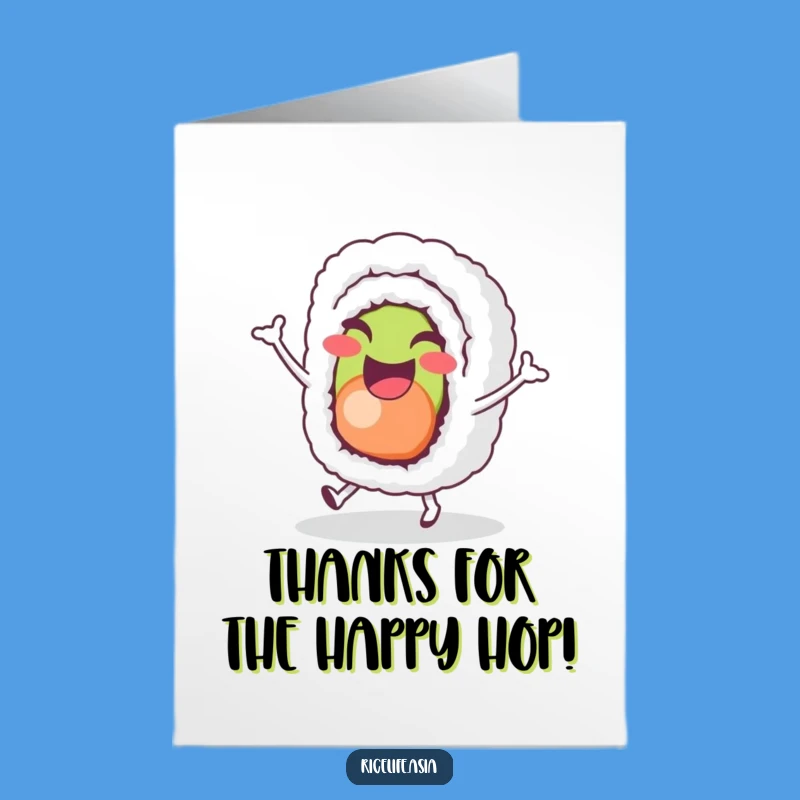 Free Printable Sushi Thank You Card: Funny Hopping Roll Gift