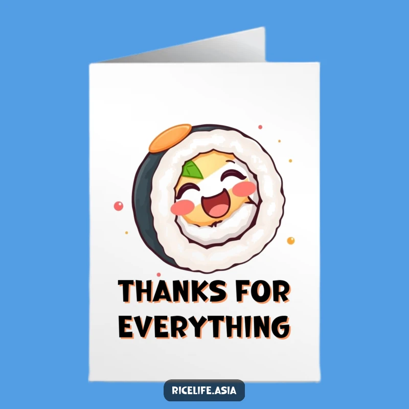 Free Printable Thank You Card: Spinning Sushi Roll, Thanks with a Whimsical Twist!