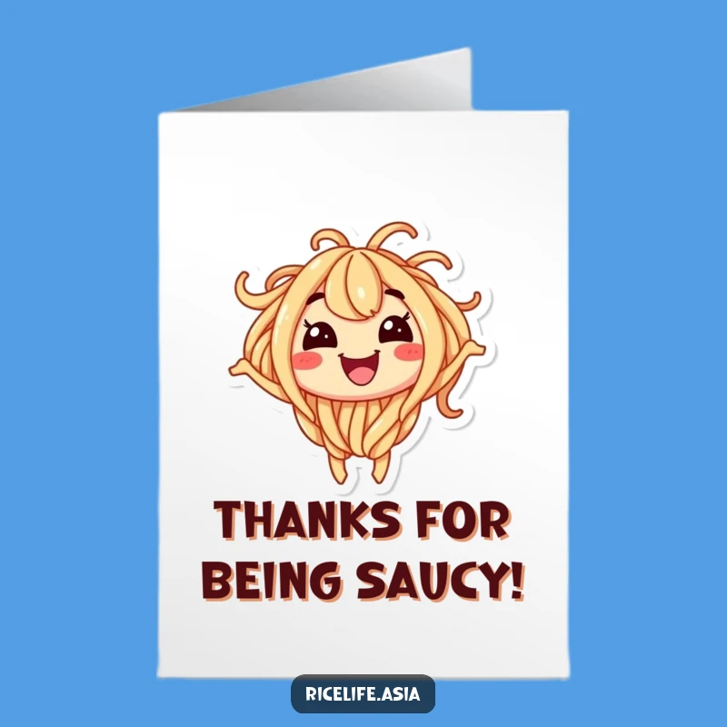 Free Printable Thank You Noodle Card: Wiggling Funny Foodie Greeting, Downloadable & Print at Home