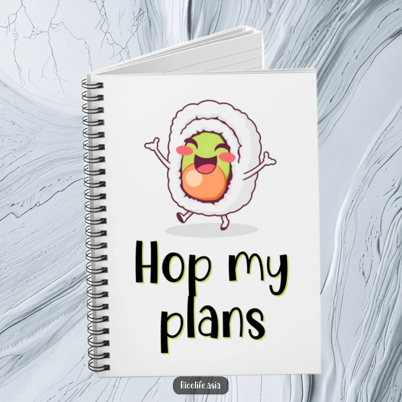 Funny Sushi Hop Notebook: A cheerful sushi roll character joyfully does a tiny hop, perfect for jotting down funny thoughts.